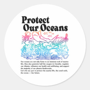 Sticker Rond Protéger nos océans Sauver la Terre Journée mondia