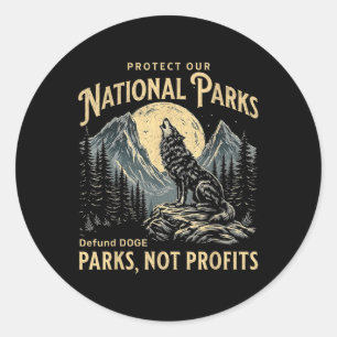 Sticker Rond Protéger nos parcs nationaux Défundre Doge Parcs P