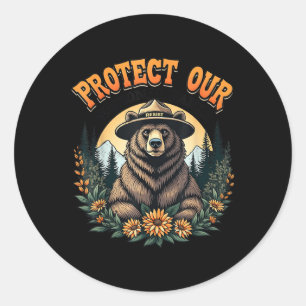 Sticker Rond Protéger Nos Parcs Nationaux Résiste À Alt Us Bear