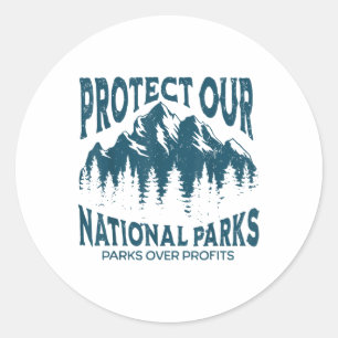 Sticker Rond Protéger nos parcs nationaux Retro Vintage Womens 