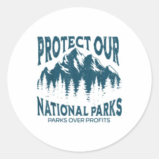 Sticker Rond Protéger nos parcs nationaux Retro Vintage Womens