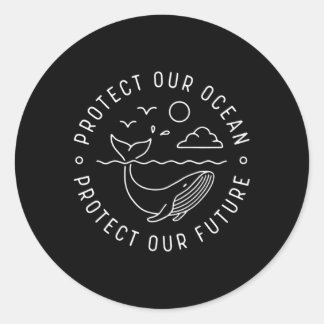 Sticker Rond Protéger notre océan Protéger notre avenir Baleine