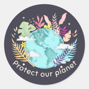 Sticker Rond Protéger notre planète - Jour des terres (texture 