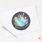 Sticker Rond Protéger notre planète - Jour des terres (texture (Enveloppe)