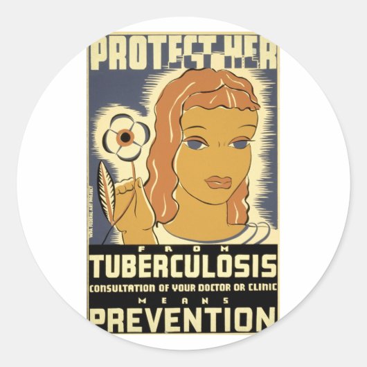 Sticker Rond Protégez-La De La Tuberculose (Devant)