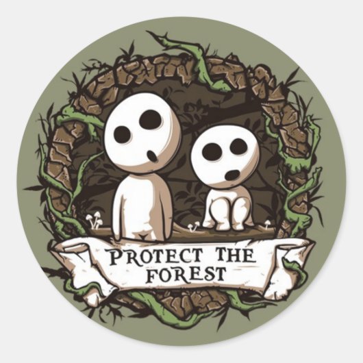 Sticker Rond Protégez la forêt ! (Devant)
