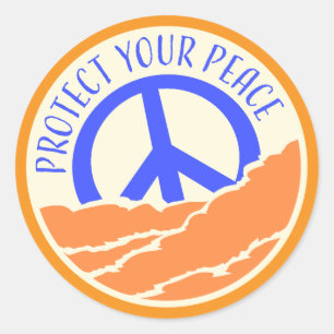 Sticker Rond Protégez Votre Paix Santé Mentale Bien-être Pleine