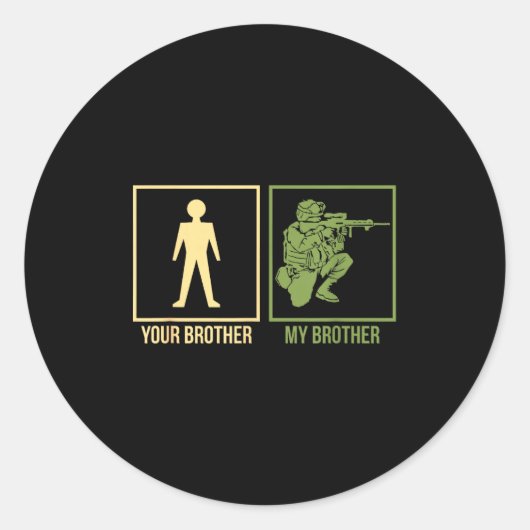 Sticker Rond Proud Army Brother I-navy Airforce Seal Ranger  (Devant)