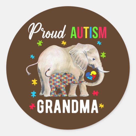 Sticker Rond Proud Autism Grandma Funny Autism Awareness Daddy (Devant)