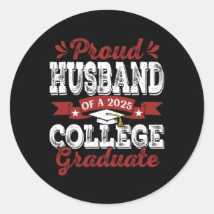Sticker Rond Proud Husnd De 2025 Graduate College Chemise Gradu