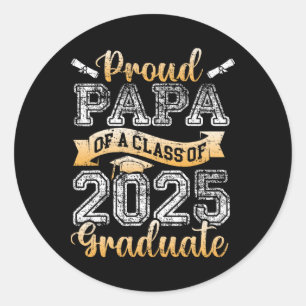 Sticker Rond Proud Papa D'Un Cl De 2025 Diplômé Senior