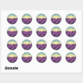 Sticker Rond Provence France Lavender Fields Voyage (Feuille)