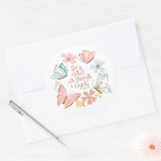 Sticker Rond Proverbes 31 Papillon (Enveloppe)