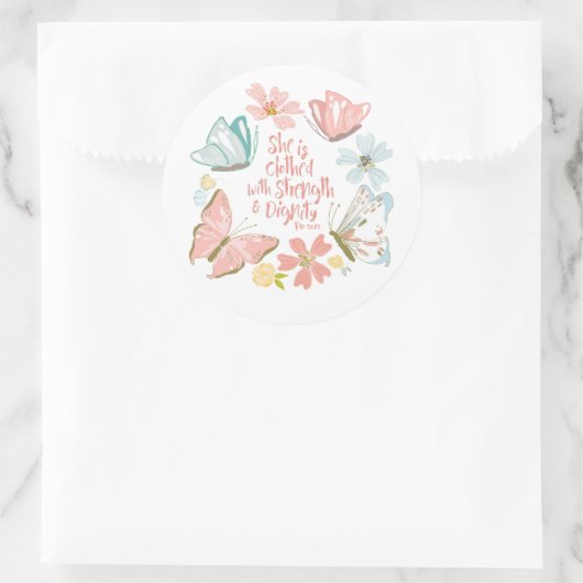 Sticker Rond Proverbes 31 Papillon (Sac)