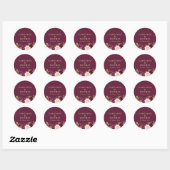 Sticker Rond prune violette & pêche mariage floral classique ro (Feuille)