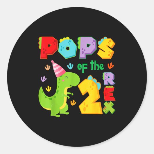Sticker Rond Ps Of The Two Rex 2nd Birthday Boy Dinosaur T-rex (Devant)