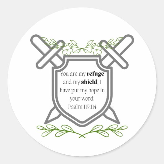 Sticker Rond Psalm 119 Refuge & Shield (Devant)