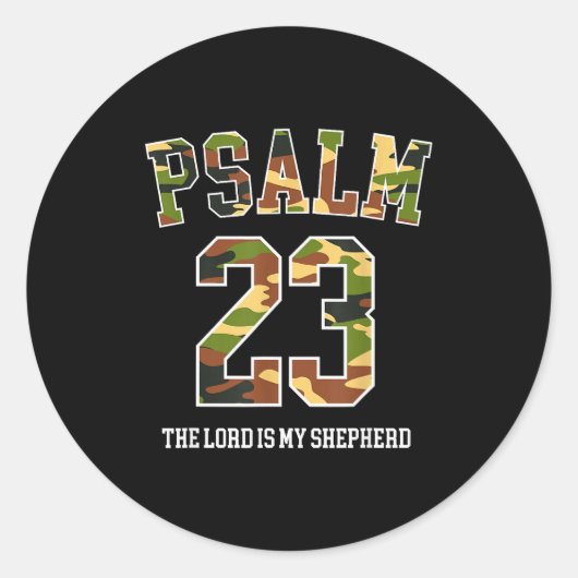 Sticker Rond Psalm 23 The Lord Is My Shepherd Camouflage Christ (Devant)