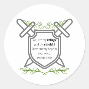 Sticker Rond Psaume 119 Refuge & Bouclier