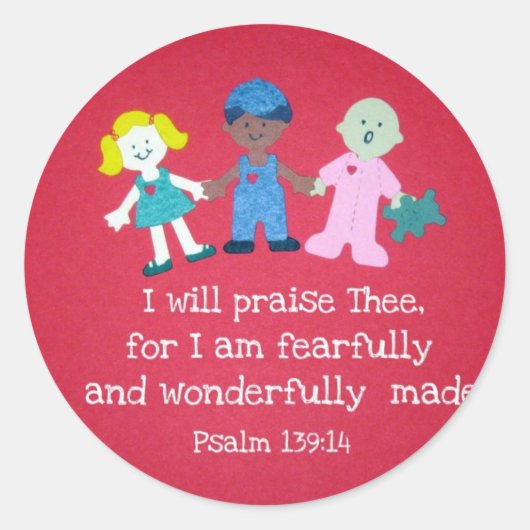 Sticker Rond Psaume 139:14 (Devant)