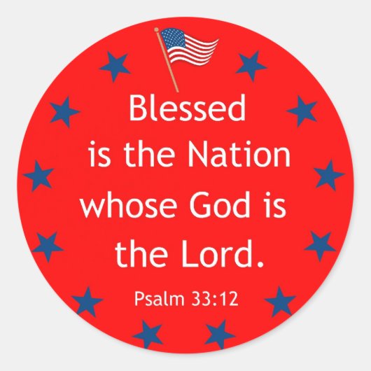 Sticker Rond Psaume 33:12 (Patriotique) (Devant)
