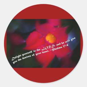 Sticker Rond Psaume 37:4 Arrière - plan rouge