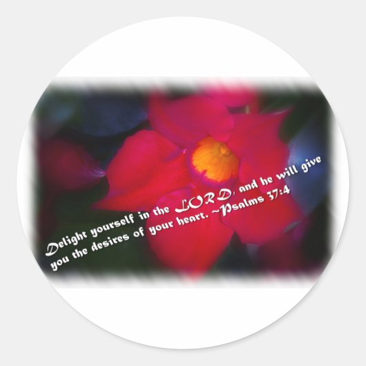 Sticker Rond Psaume 37:4 sur blanc (Devant)