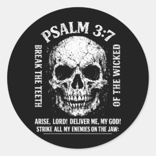 Sticker Rond Psaume 3_7 Crâne Vintage Chrétien Biblique Religie