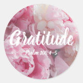 Sticker Rond Psaume de Gratitude 100:4-5 Verse Élégante Fleurs  (Devant)