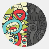 Sticker Rond Psychedelic Patterns (Devant)