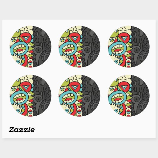 Sticker Rond Psychedelic Patterns (Feuille)