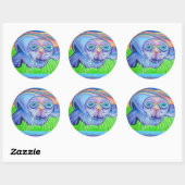 Sticker Rond Psychedelic Sea Lion (Feuille)