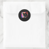 Sticker Rond Psychedelic Weirdcore Chat Vaporwave Voyage esthét (Sac)