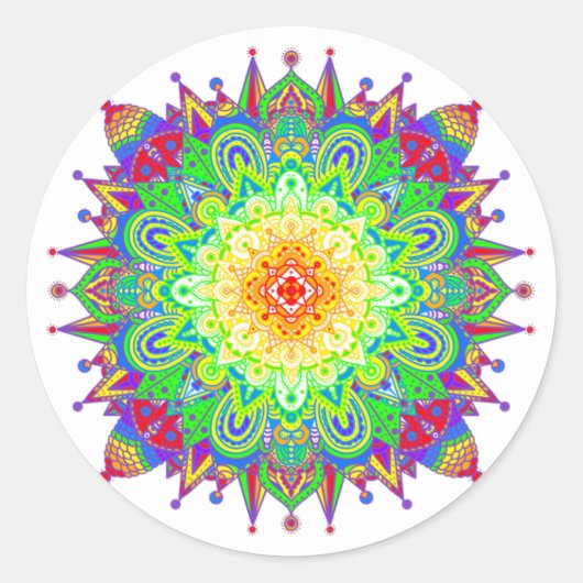 Sticker Rond Psychedelic Zen Mandala Art Abstrait (Devant)