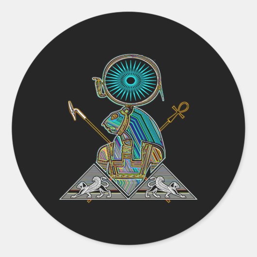 Sticker Rond Psychédélique ancienne égyptienne Sacré Géométrie  (Devant)
