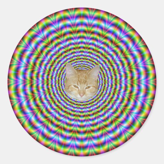 Sticker rond Psychédélique Neon Ondes (Devant)