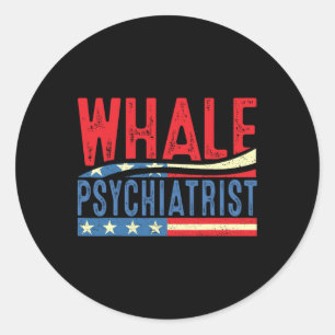 Sticker Rond Psychiatre de baleine 2025 Rayure Rétro 