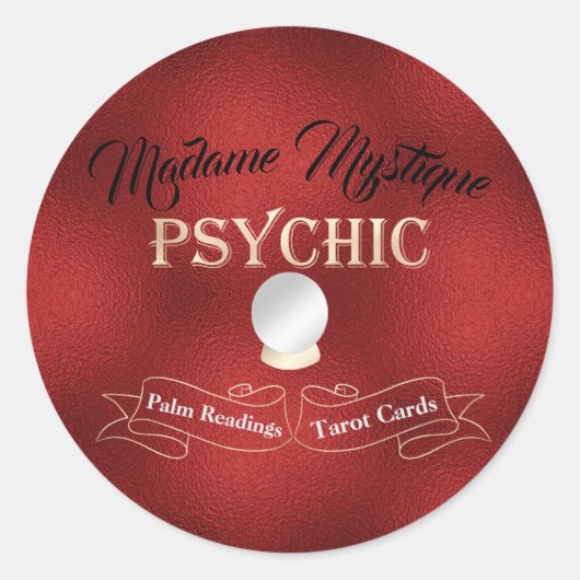Sticker Rond Psychique Crystal Ball Or et Rouge (Devant)