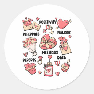 Sticker Rond Psychologue de l'école Retro Valentine Mentale