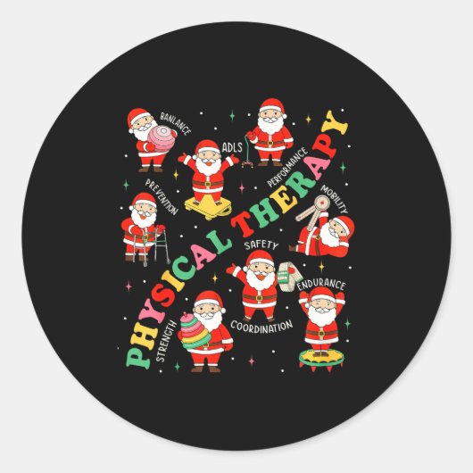 Sticker Rond Pt Christmas Physical Therapy Santa Therast Xmas P (Devant)