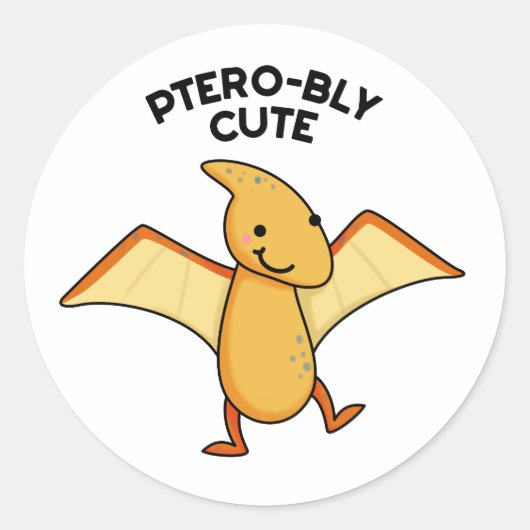 Sticker Rond Pterobo mignon Dinosaure Pterodactyle Pun (Devant)