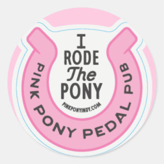 Sticker Rond pub à pédales de poney rose
