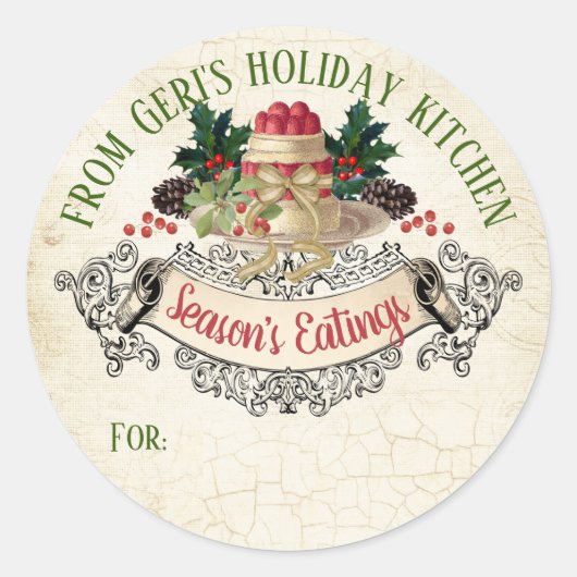 Sticker Rond Pudding de Noël fait maison de à de personnalisées (Devant)