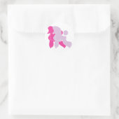 Sticker Rond Pudel en rose Rosa (Sac)