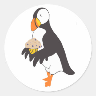 Sticker Rond Puffin avec muffin
