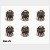 Sticker Rond Pug (Feuille)