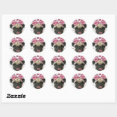 Sticker Rond Pug (Feuille)