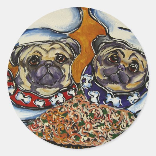 Sticker Rond Pug Chef (Devant)