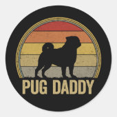 Sticker Rond Pug Daddy Funny Pug Dad (Devant)