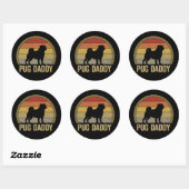 Sticker Rond Pug Daddy Funny Pug Dad (Feuille)